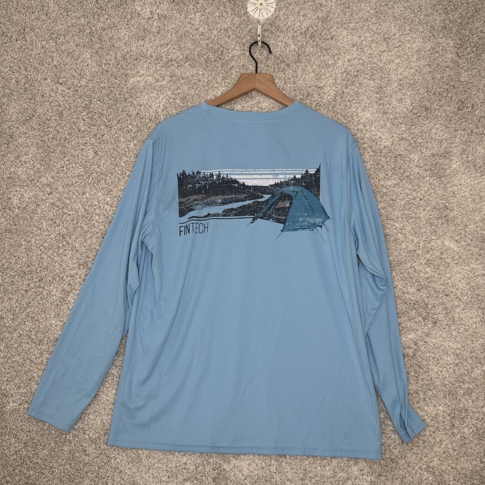Fintech Mens Powder Blue Long Sleeve Performance Fishing Shirt